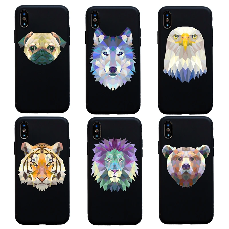 Геометрический Животные Мягкий чехол для iphone 6 6s плюс 5s SE X XS Max XR 8 7 Plus с тигром