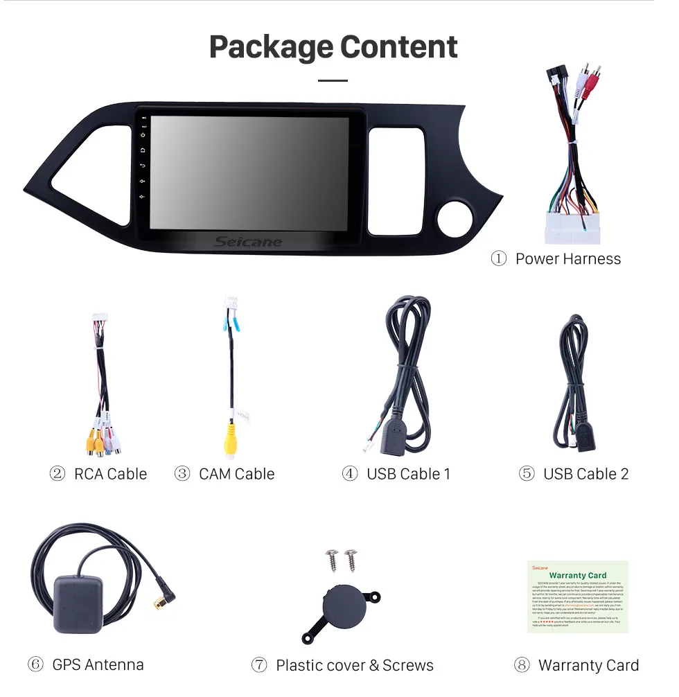 Seicane Android 8,1 " мультимедийный плеер для 2011 2012 2013 KIA Picanto Morning 2Din Wifi Bluetooth автомобильное радио gps навигация