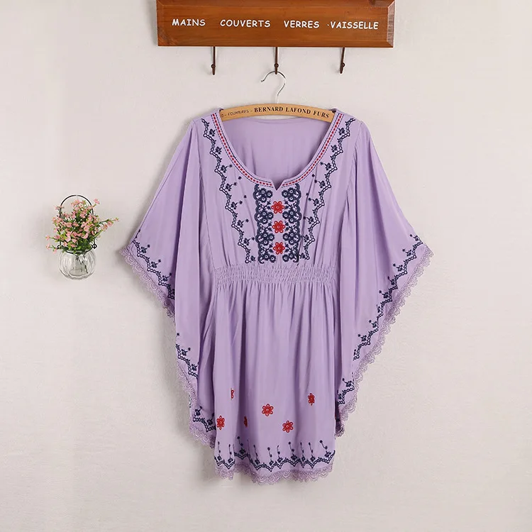 Лето 2016 Цветочная Этническая вышивка Геометрическая хиппи свободная