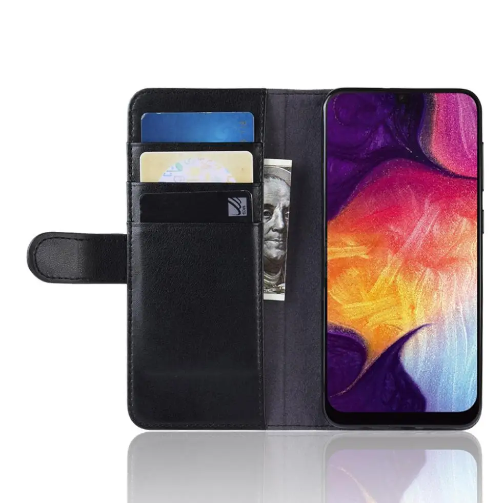 Для Samsung Galaxy A50 Чехол Премиум Бизнес Флип из натуральной кожи чехол бумажник