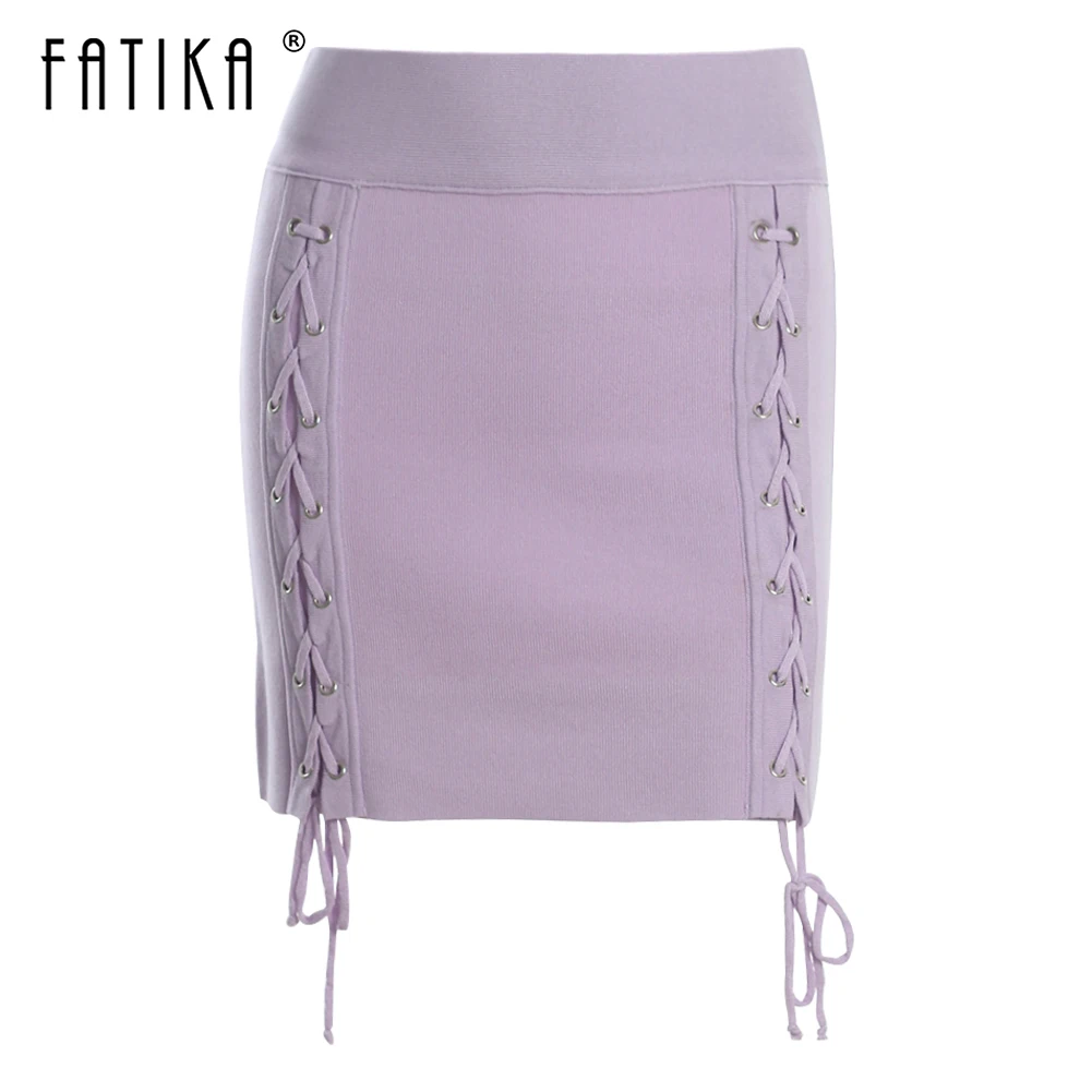 

Женская мини-юбка Fatika, облегающая трикотажная Мини-юбка на шнурках, 4 сезона