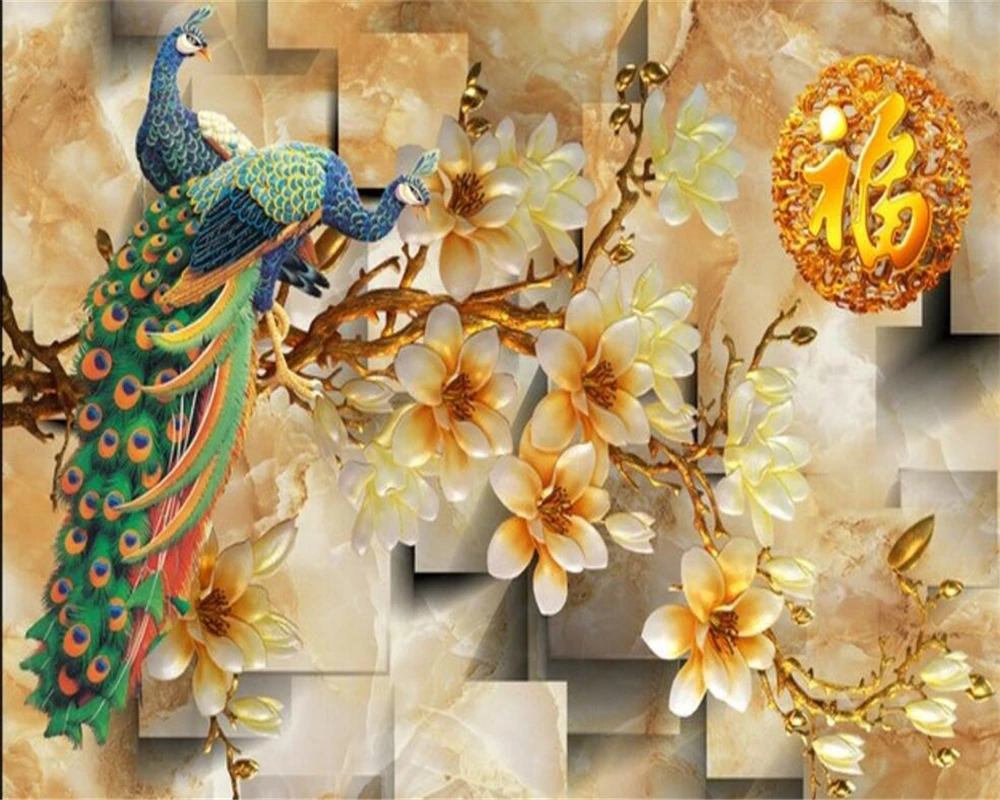 Настенные обои beibehang на стену под заказ с павлином для спальни гостиной ТВ стен