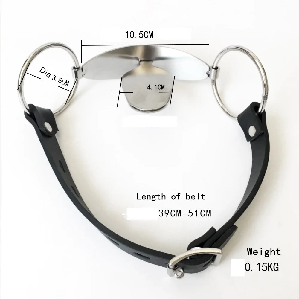 Кожа Фетиш связывание открытый рот кляп из нержавеющей стали БДСМ сдержанность