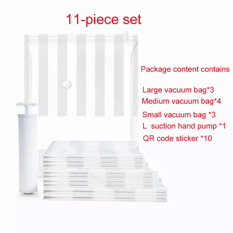 11pcs in Pack 11 шт. Xiaomi Mijia умная вакуумная сумка складная сканирующая сумка для хранения qr-кода герметичная компрессионная сумка-Органайзер с ручным воздушным насосом - Цвет: 11pcs in Pack