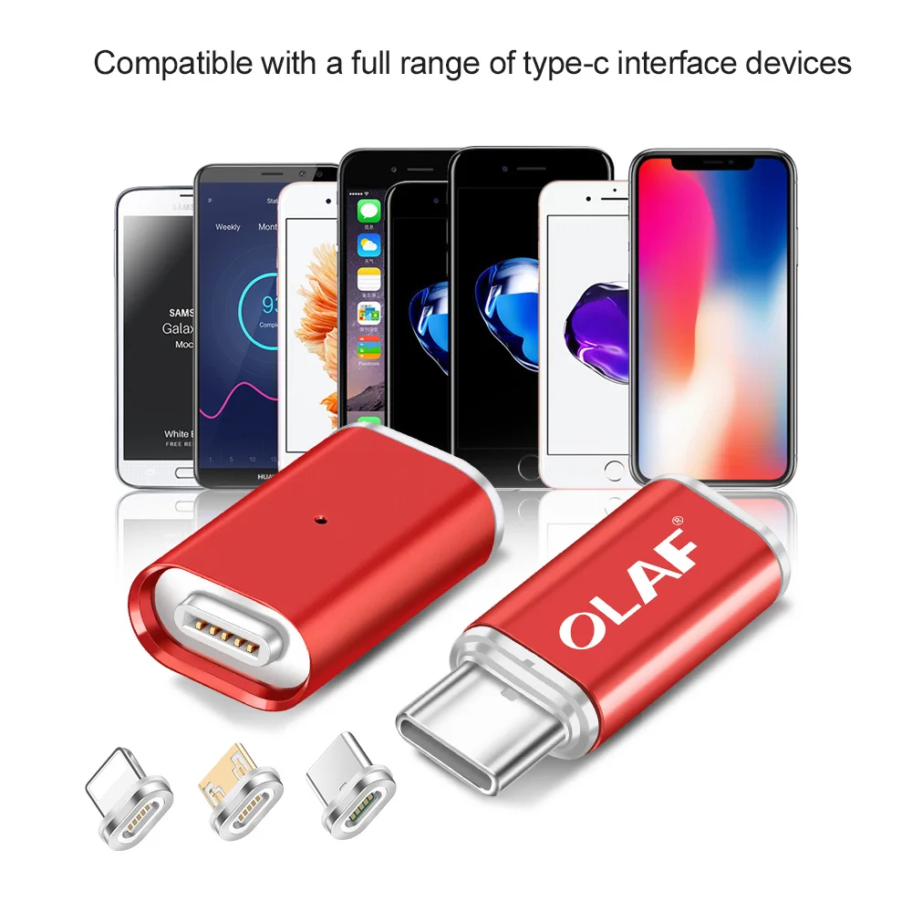 Олаф Магнитный адаптер для телефона Micro USB/type C для зарядного устройства для iphone 7 X XR XS Max адаптер для преобразования для samsung S8 S9 Plus