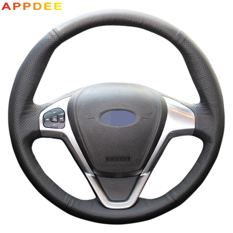 APPDEE черный искусственная кожа рулевого колеса автомобиля крышка для Ford Fiesta 2013