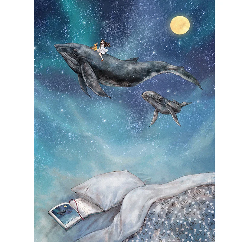 

Полноразмерная Алмазная 5D картина «сделай сам», мультяшная вышивка, Кит и гриль, фэнтезийная Алмазная мозаика, украшение для рукоделия GH421