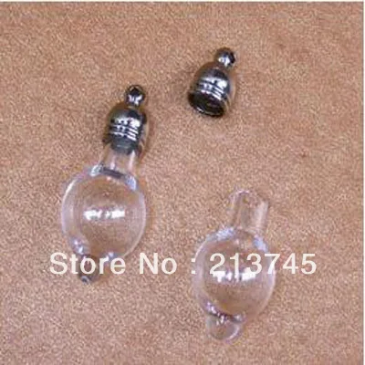 

Freeshipping 100pcs Glass Vial Pendants for Earring/Neckalce Making Personality lamp pendant round