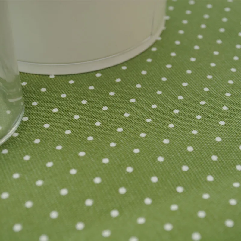 

New Arrival Canvas Cotton Green Little Polka Dot Table Cloth Fresh Style For Dining Table/ Party/ Wedding Accept Customized