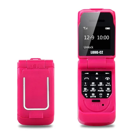 pink Мини флип мобильный телефон 0,6" самый маленький мобильный телефон беспроводной Bluetooth номеронабор FM волшебный голос русский язык - Цвет: pink