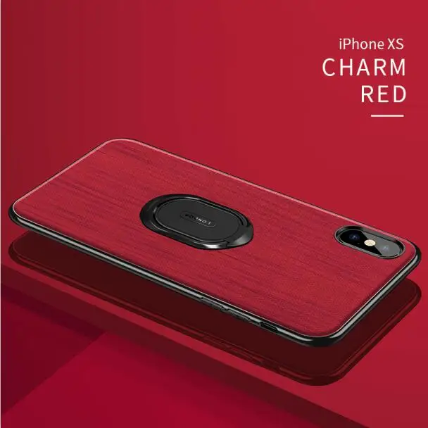 Для iphone Xs Max чехол люкс PU кожа Магнитная автомобиля кольцо держатель телефона Чехлы для iphone X XR 7 8 6 6s плюс Чехол - Цвет: Red