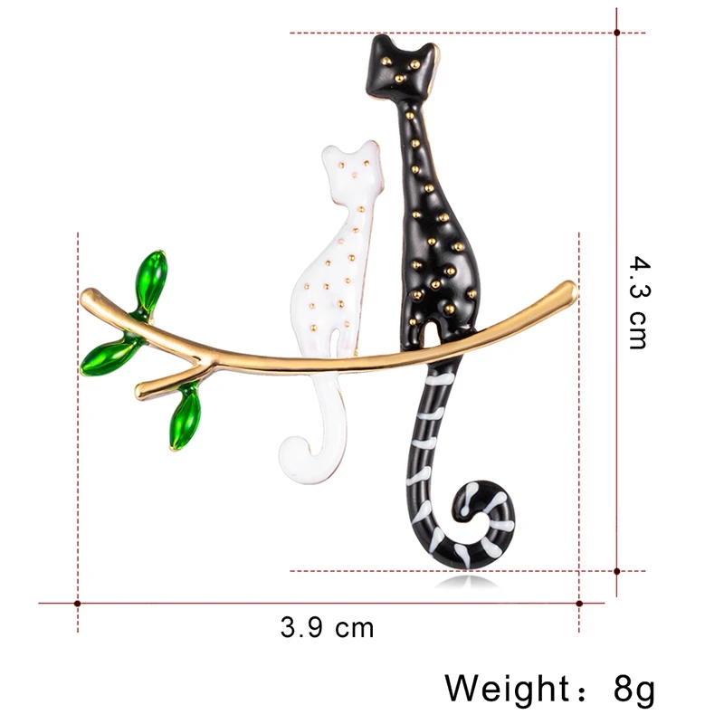 Cartoon Two Cats Shape Brooches Black Enamel Jewelry For Women Kids Coat Dress Collar Pins Party Accessories Gifts | Украшения и