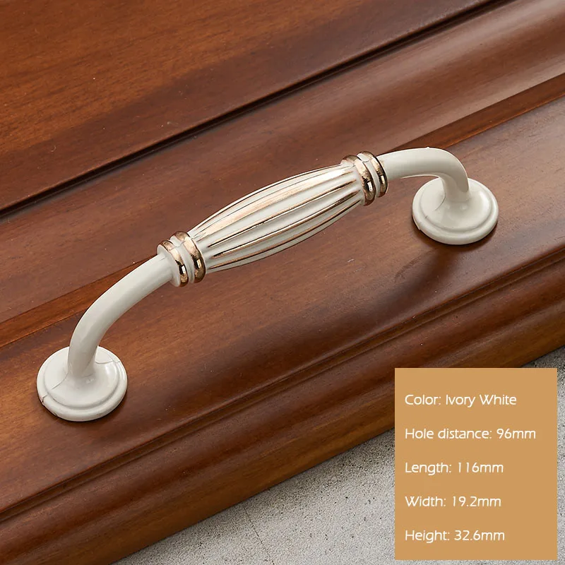 Ivory white 96mm KAK 5 шт. Европейский твердый шкаф из цинкового сплава ручки современный винтажный ящик ручки дверные ручки к шкафу модная мебель ручка - Цвет: Ivory white 96mm