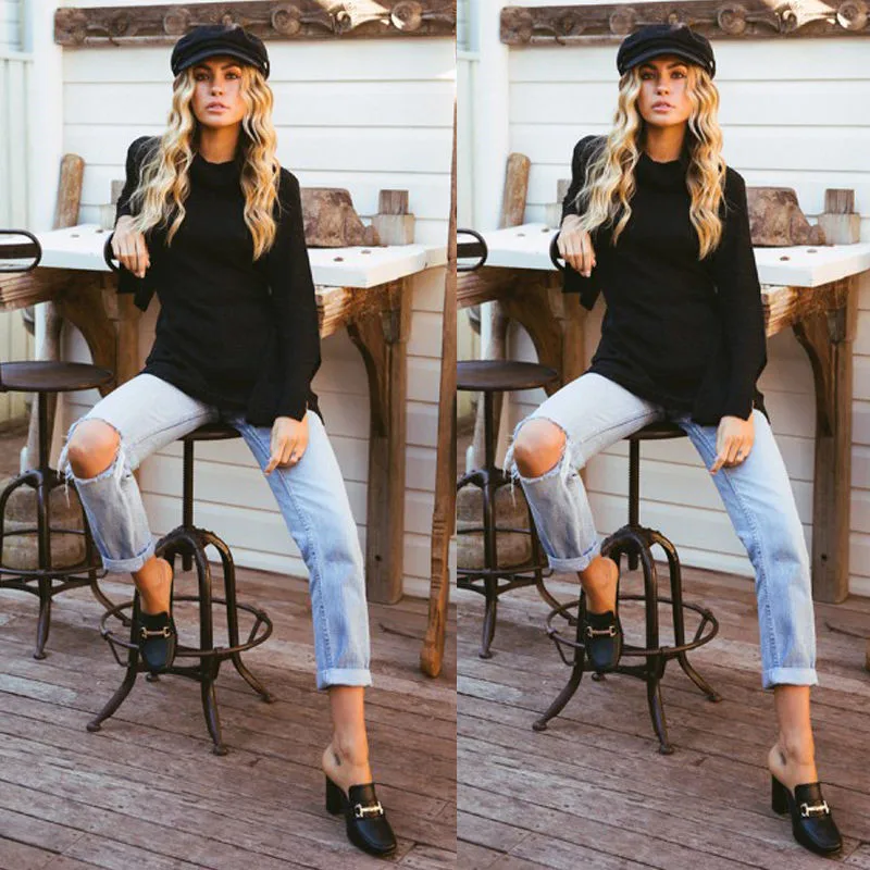 2017 Весна осень зима свитера и пуловеры модный свитер с высоким воротом женский