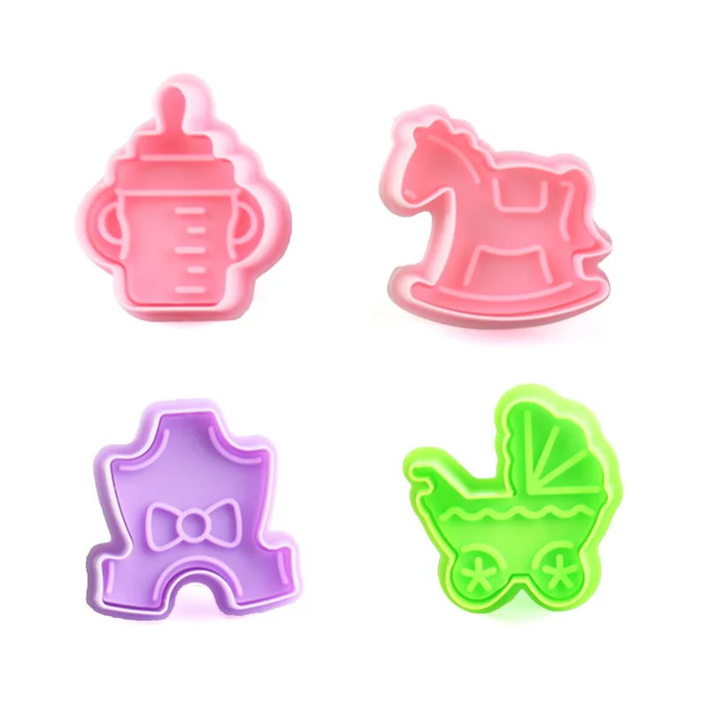 4Pcs/Set Cake Cute Cartoon Baby Toy Decor Sugar Paste Loaf Sugarcraft Plunger Fondant Cutter Tool Random Color #31630 | Дом и сад