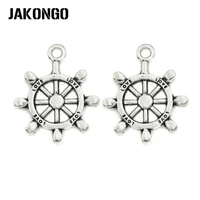 jakongo antique silver plated love rudder charms pendants jewelry findings accessories making fit bracelet craft diy 24x20mm