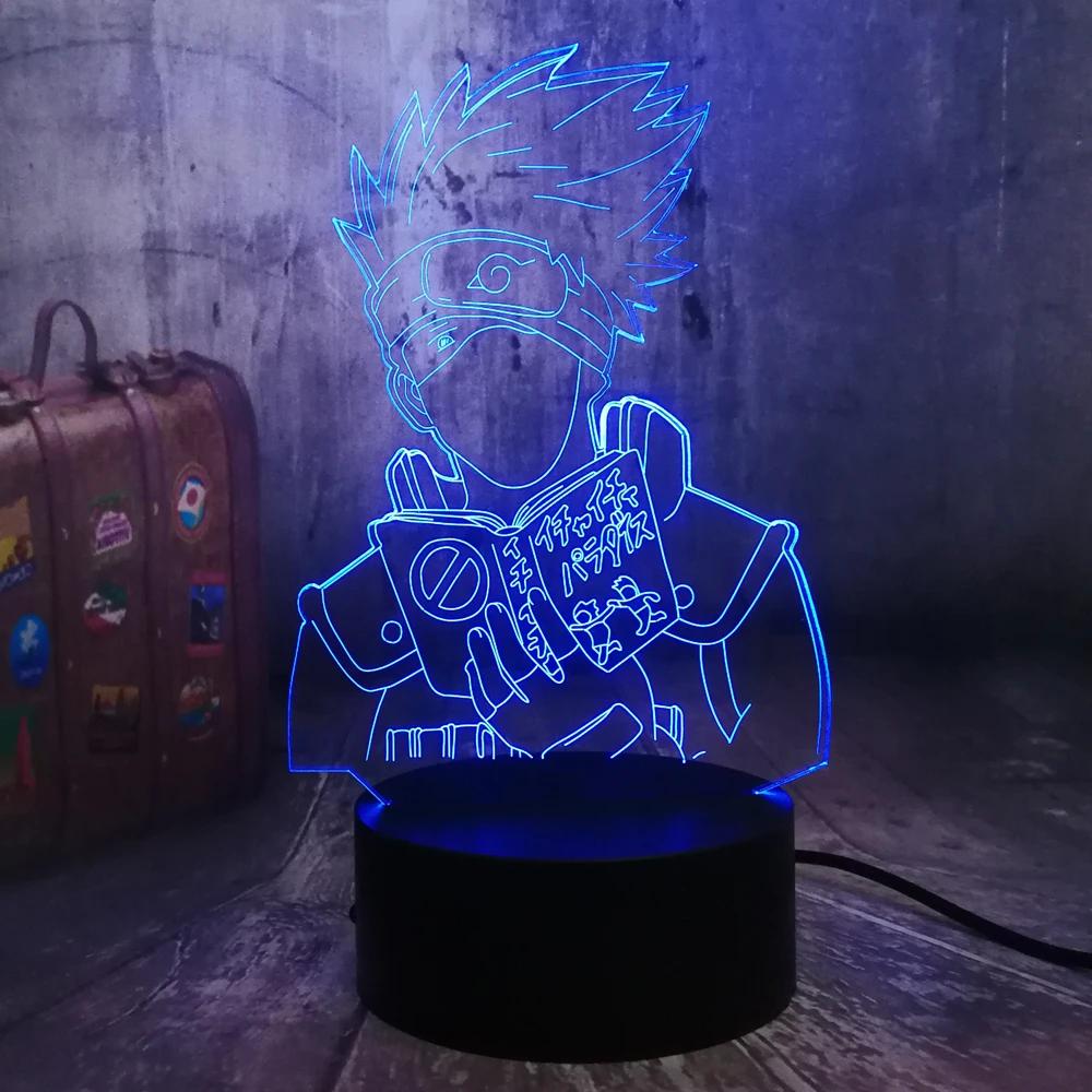 Naruto Anime Hatake Kakashi Uzumaki 3D LED Night Light USB Table Sleep Lamp Home Decor Child Boy Kid Toys Holiday Christmas Gift