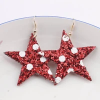 zwpon fashion glitter star leather earrings for women fashion large sequi leather waterdrop earrings jewelry wholesale