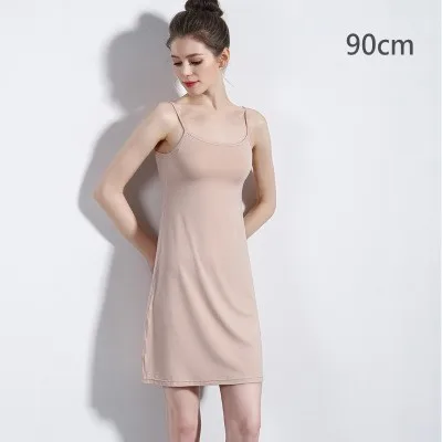 90cm nude Женские лифчики, платье-комбинация с бретельками, длинное платье под платье, однотонная Нижняя юбка, внутренняя Нижняя юбка, рост от 90 до 120 см - Цвет: 90cm nude