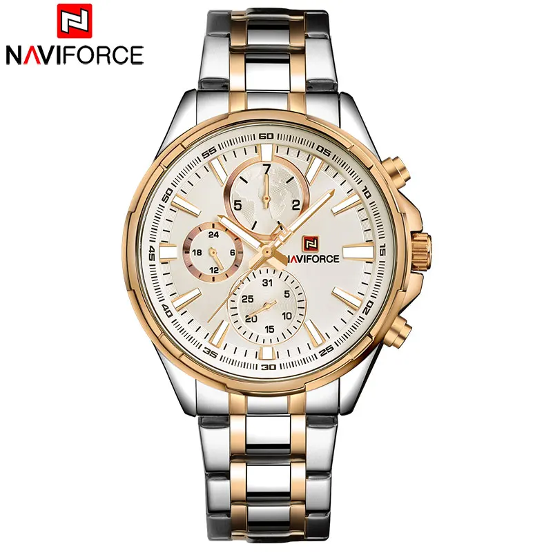 2018 NAVIFORCE мужские 30 м водонепроницаемые спортивные часы 24 часа Дата Неделя Месяц