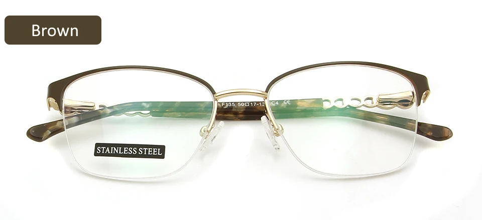 women glasses brown Роскошные Дамские очки кошачий глаз оправа из нержавеющей стали оптическая оправа кошачий глаз очки Стразы для женщин оптические очки - Цвет оправы: women glasses brown