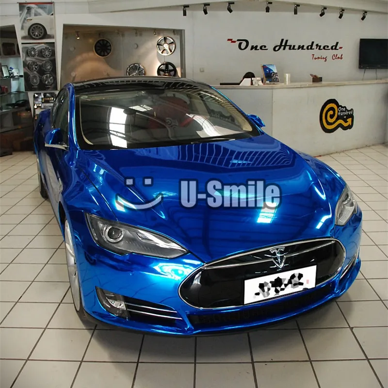 

Mirror Chrome Blue Wrap Vinyl Decal Sticker Film Air Bubble Free For Car Wrapping Film