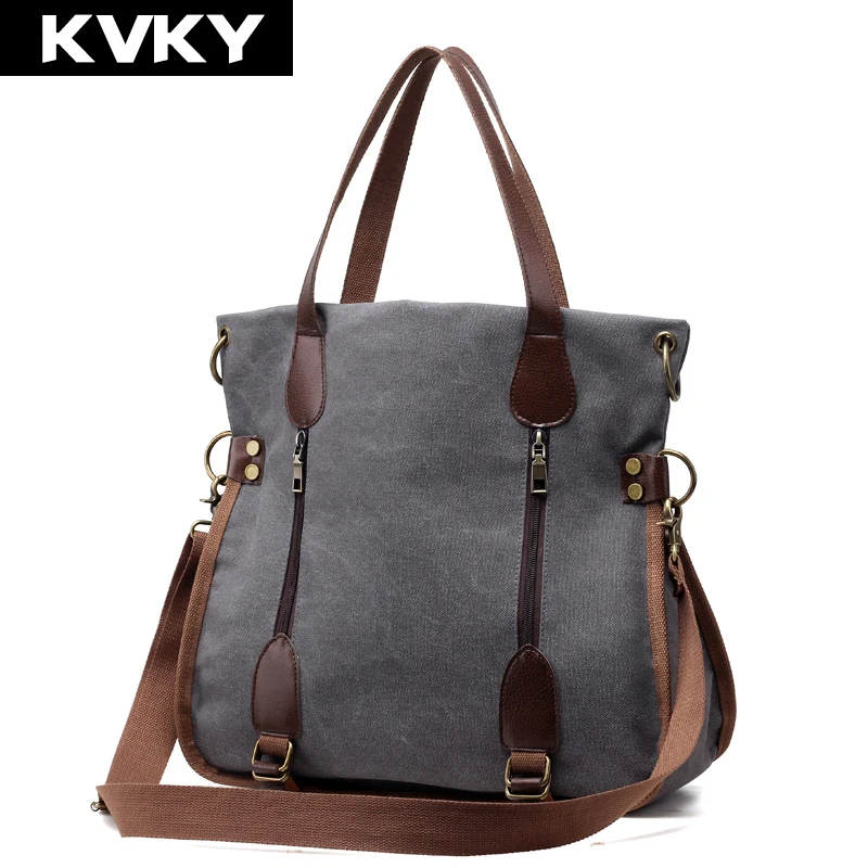 KVKY новые винтажные женские холщовые Сумки Дизайнерская Женская сумка на плечо