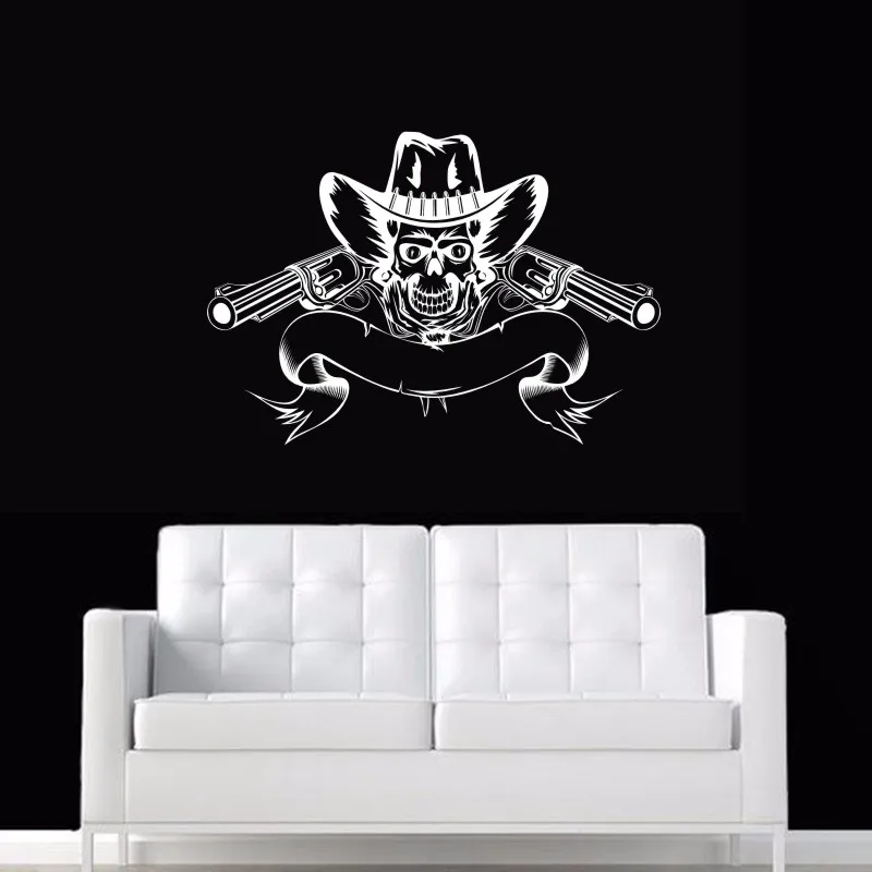 Череп ковбоя Хэллоуин револьвер стикер панк наклейки Смерть Дьявол имя