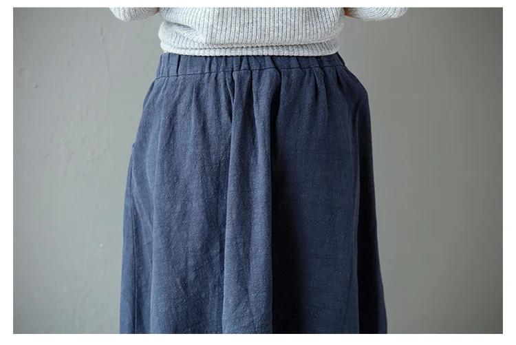 Женская длинная юбка в клетку винтажная повседневная из хлопка и льна стиле