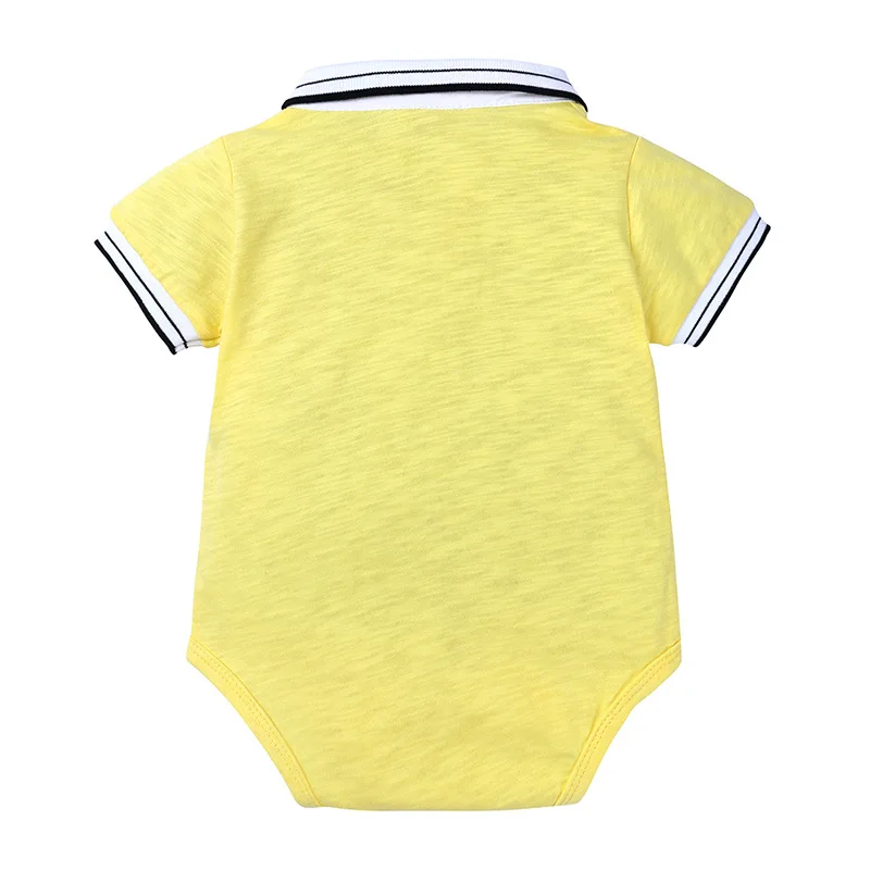 New Born Baby Boys Summer Short Sleeevd Body Suit Infang Boys Gentleman Clothing Lapel Striped Triangle Climbing Jumpsuit Outfit