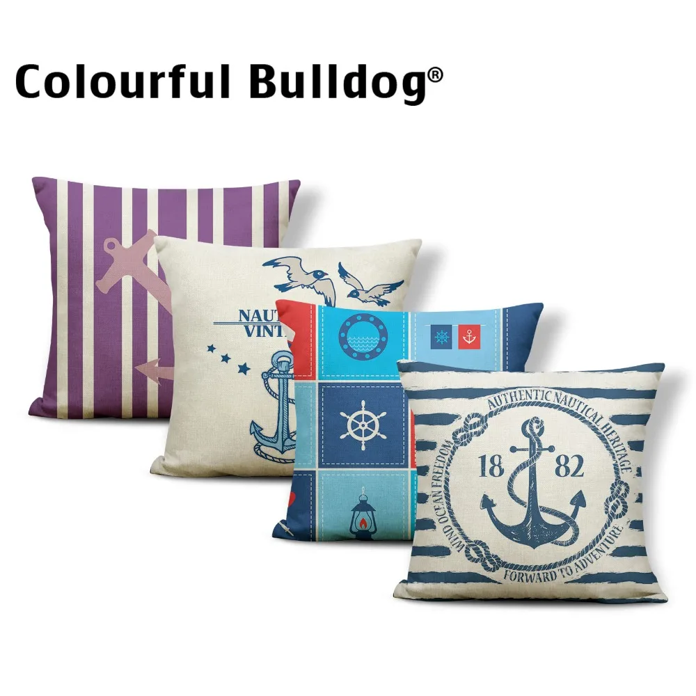 

Ocean Cushion Cover Anchor Pillow Cushions Geometry Rock Garden Dog Lovers Gifts Throw Pillow Cover 45X45Cm Cotton Blend Fashion