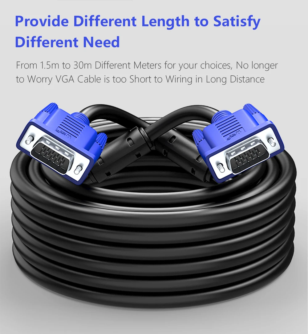 SAMZHE 1080P VGA кабель папа-папа 3+ 6 Pin VGA D-SUB для HDTV мультимедийный дисплей 1,5 м 3 м 5 м 10 м 15 м 20 м 30 м