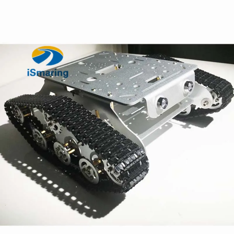 

Official iSmaring silver Caeser TS600 4WD Damping Tracked Metal Tank Car Chassis Smart Robot Toy Diy Tracked Crawler Caterpilla