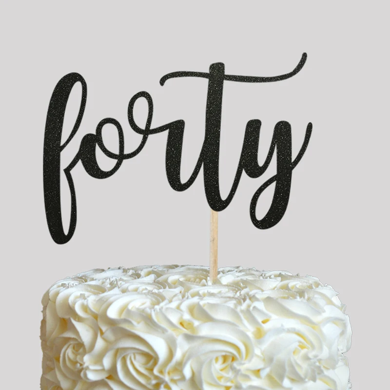2017 Новый золотой или серебряный блеск 40 торт Топпер 40th день рождения тридцать