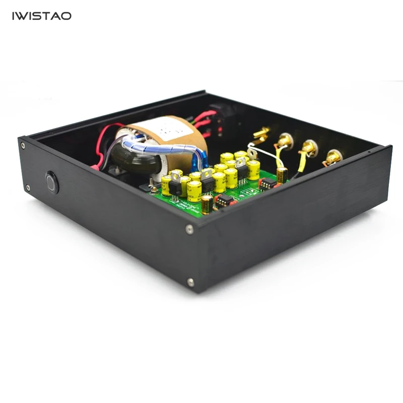 Iwistao HIFI мм фонокорректор RIAA требования 4 шт. BB OPA604 весь Алюминий шасси черный AC110/220 V