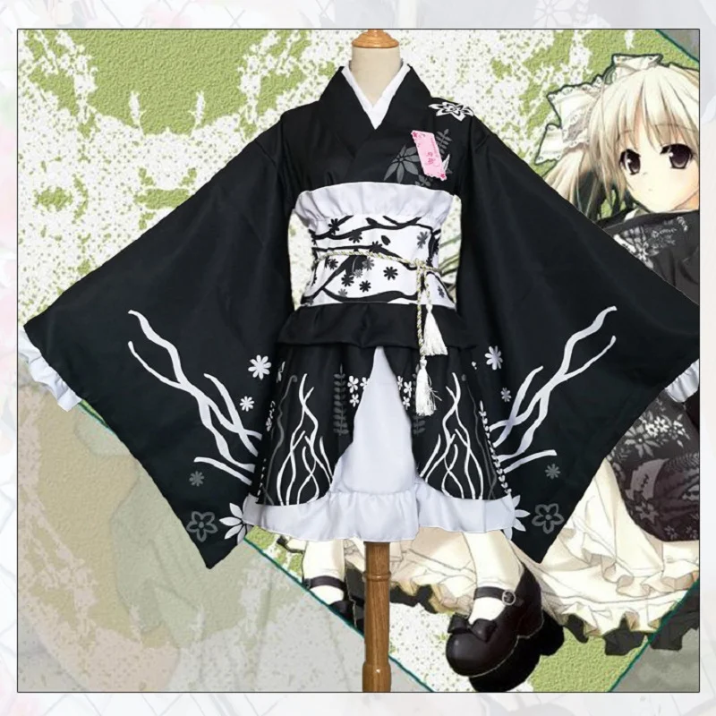 Летнее праздничное платье кимоно Yosuga no Sora Kasugano горничной лолиты униформа Meidofuku
