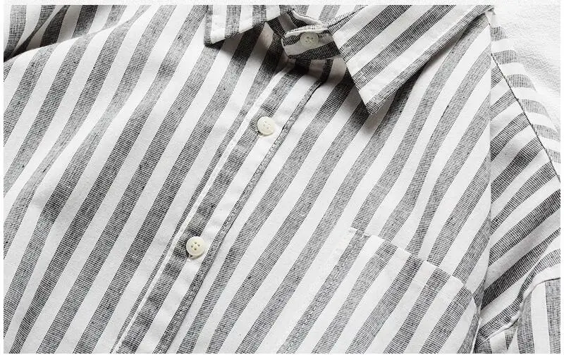 Japanese menswear 2021 tide Autumn new shirt male lapel loose striped jacket Men Fashion long-sleeved Cotton shirts M-XXL | Мужская