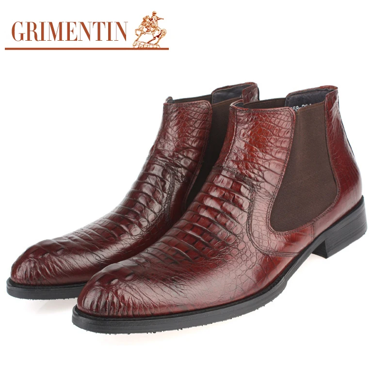 GRIMENTIN/Новинка 2017 года модные мужские ботильоны из натуральной кожи удобная