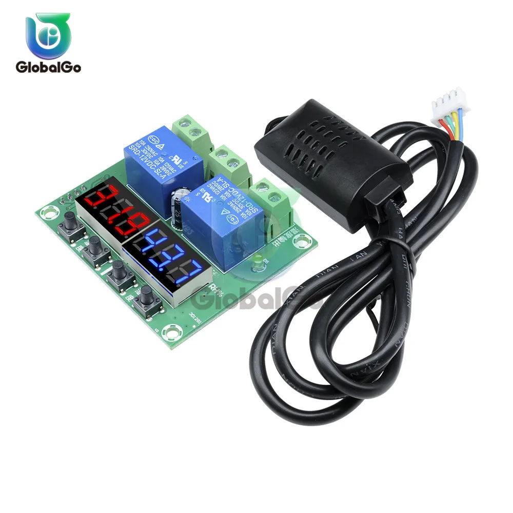 DC 12 V цифровой дисплей двойной выход Термостат светодиодный регулятор влажности