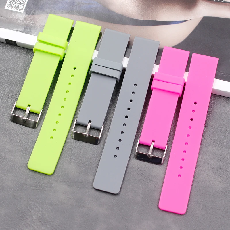 

Silicone strap 20mm men and women soft sports casual waterproof natural rubber strap accessories buckle