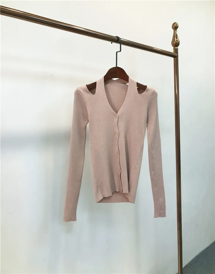 V-neck Off-shoulder knitted sweater women sexy Cardigans female |