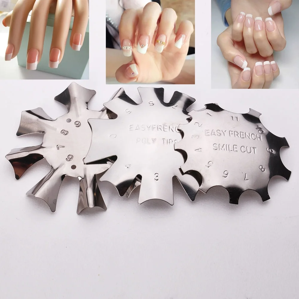 Металлическая U образная линия для ногтевого дизайна с французскими смайликами