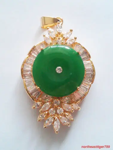 30% off Wholesale prices Emerald Green Jade 18KGP Crystal Luck Talisman Flower Pendant and Necklace 5.27 | Украшения и аксессуары