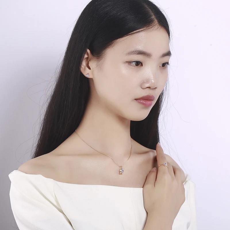 Подвеска в виде сердца фиолетового цвета кубический циркон ожерелье серьги