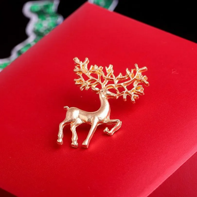2018 Новая Модная бижутерия матовая Золотая брошь на воротник Elk Art мода ретро