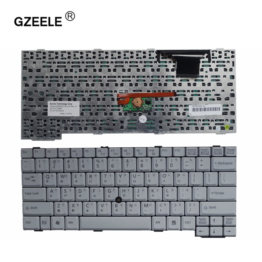 Клавиатура для ноутбука GZEELE Тайваньская США Fujitsu S6230 S2210 S7210 S7111 T4020 S7010 S6311 белая