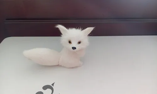 

mini simulation white fox toy polyethylene & furs handicraft sitting fox doll about 12x9cm 028