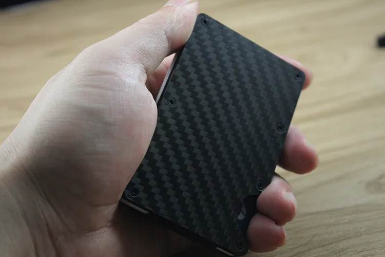 BISI GORO металлический RFID Анти-главный кошелек мини зажим для денег бренд мода углеродного волокна черный Серебряный держатель для кредитных карт