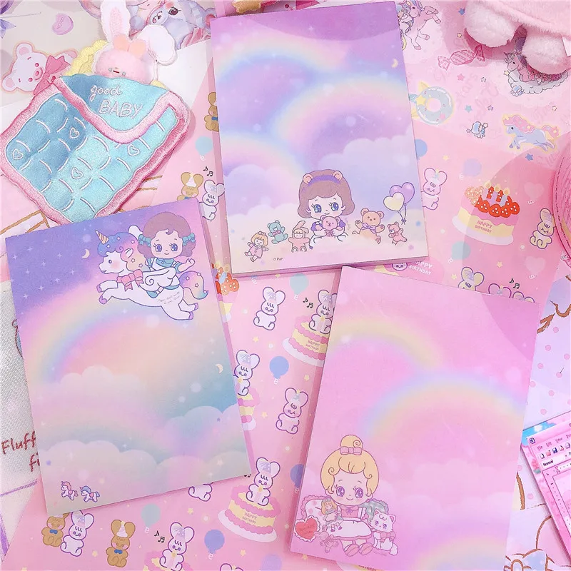 

100 Sheets/50 Sheets Kawaii Rainbow Unicorn Girl Memo Pad Korean Planner Notepad Cute Stationery papelaria School Office Supply