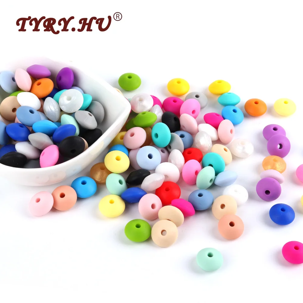 

TYRY.HU 500Pcs Silicone lentil Beads Silicone BPA Free DIY Charms Newborn Nursing Accessory Teething Necklace Teething Toy